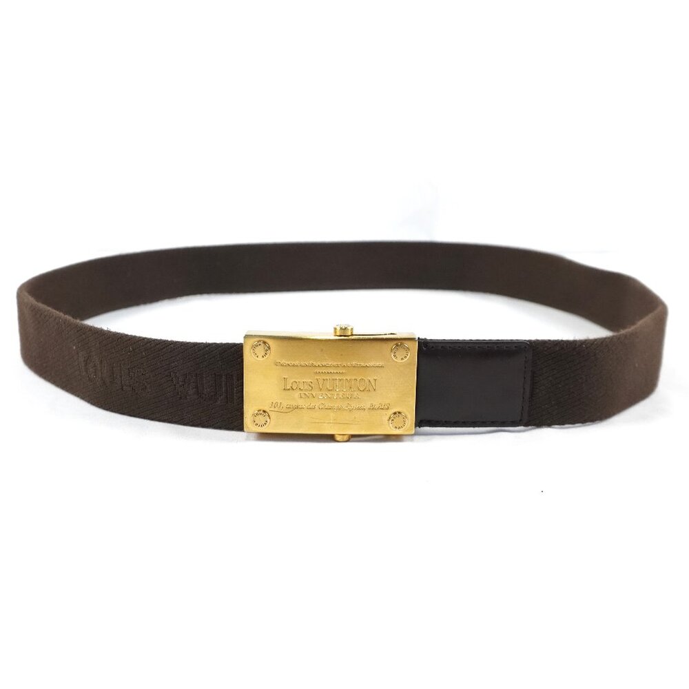 Vintage Louis Vuitton Invanteur Plaque Canvas Belt In Brown - Women's Size 90/36